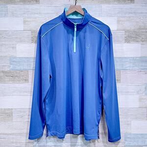 HEAD Golf 1/4 Zip Performance Pullover Blue Mock Neck Moisture Wicking Mens XL